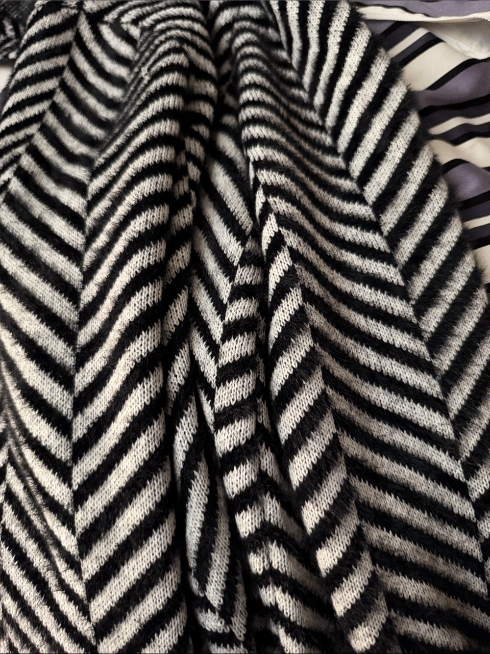 Marc Cain Black & White Chevron Knit Cardigan